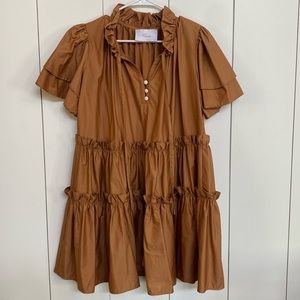 Kaisa Tiered Ruffle Trim Cotton Poplin Mini Dress